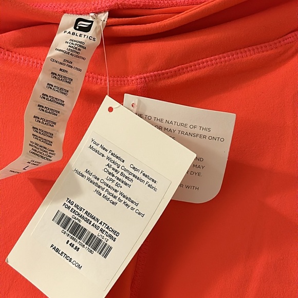 FABLETICS NEW Mid-rise Crossover Waistband Crop Leggings Pocket Orange Size Lrg - Picture 9 of 11